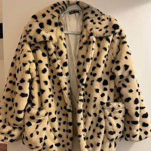Black and white Dalmatian fur coat